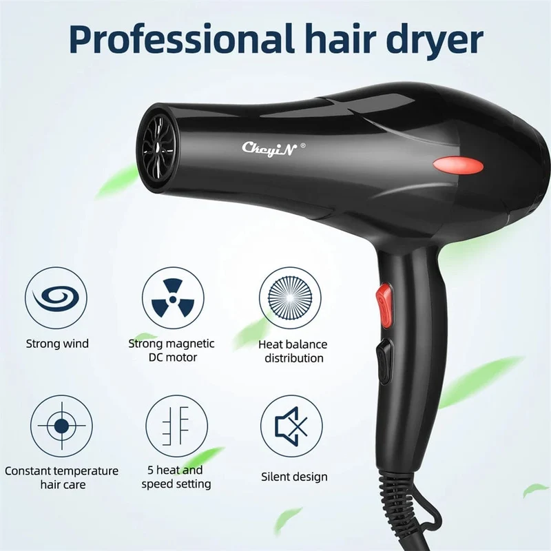 CkeyiN 1600W Haartrockner, professioneller Negativ-Ionen-Föhn, Heimgebrauch, Heiß-/Kalt-Föhn, Salon-Föhn, Diffusor, Konzentratordüse