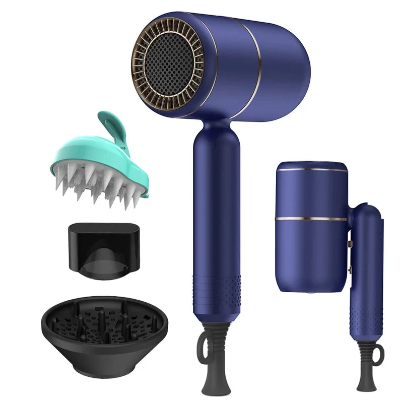 Haartrockner mit Diffusor, Ionen-Föhn, professioneller tragbarer Haartrockner, Zubehör für Frauen, lockiges Haar, lila, Haushaltsgerät