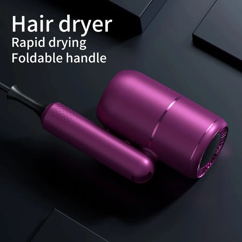 Haartrockner mit Diffusor, Ionen-Föhn, professioneller tragbarer Haartrockner, Zubehör für Frauen, lockiges Haar, lila, Haushaltsgerät