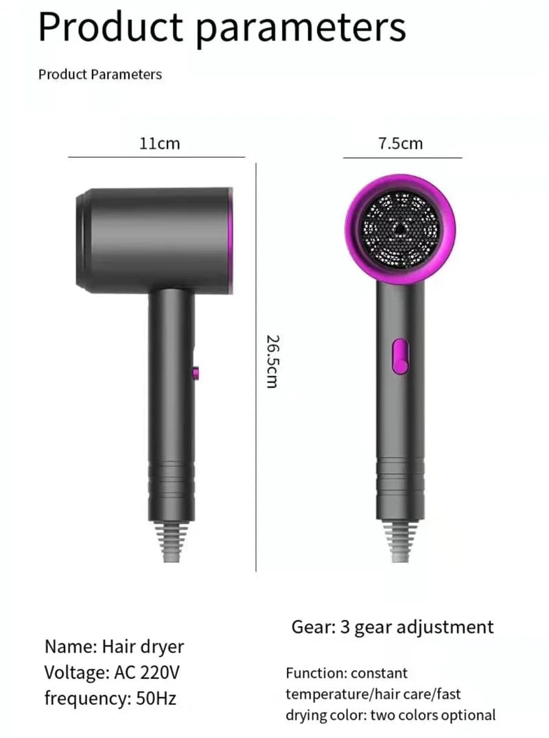 Neuer Hochgeschwindigkeits-Haartrockner mit hoher Leistung und negativen Ionen, kalt und heiß, ultraleiser professioneller Haartrockner für Friseursalons zu Hause