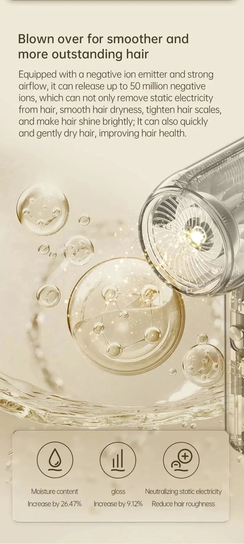 Professioneller Ionen-Haartrockner, leistungsstarker, schnelltrocknender Haartrockner, geräuscharmer Haarpflege-Thermostat, tragbare Haartrockner und Zubehör
