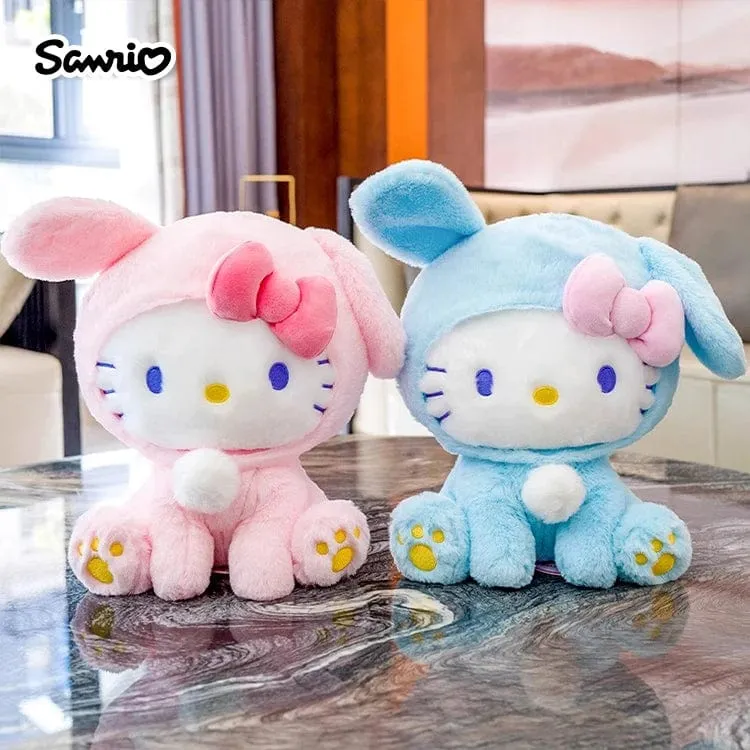 Anime Sanrio Hello Kitty KT Katze Kaninchen Stofftiere, süße Plüschtiere, Kawaii Cartoon Puppen, Geburtstagsgeschenk für Kinder, Babys, Freundin