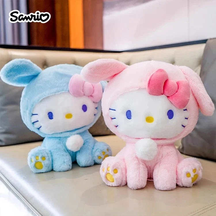 Anime Sanrio Hello Kitty KT Katze Kaninchen Stofftiere, süße Plüschtiere, Kawaii Cartoon Puppen, Geburtstagsgeschenk für Kinder, Babys, Freundin