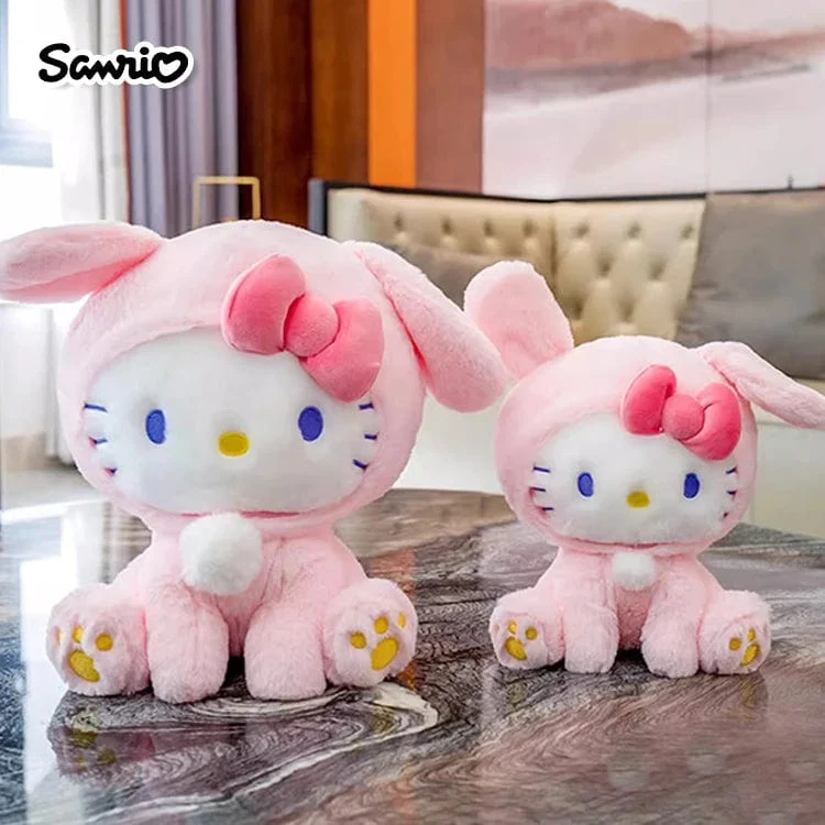 Anime Sanrio Hello Kitty KT Katze Kaninchen Stofftiere, süße Plüschtiere, Kawaii Cartoon Puppen, Geburtstagsgeschenk für Kinder, Babys, Freundin