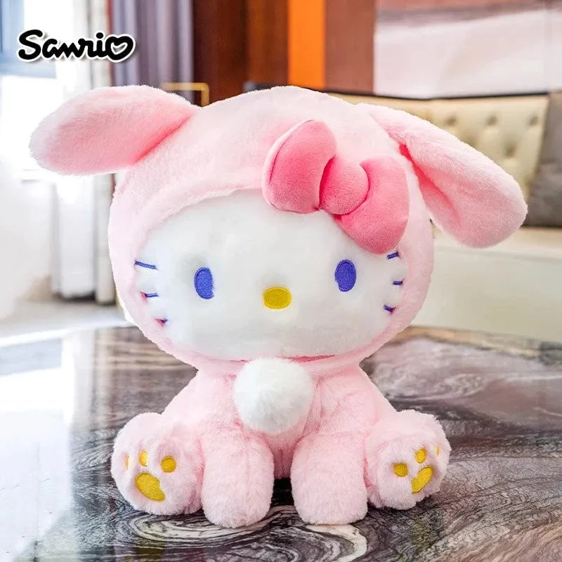 Anime Sanrio Hello Kitty KT Katze Kaninchen Stofftiere, süße Plüschtiere, Kawaii Cartoon Puppen, Geburtstagsgeschenk für Kinder, Babys, Freundin