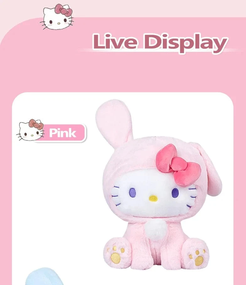 Anime Sanrio Hello Kitty KT Katze Kaninchen Stofftiere, süße Plüschtiere, Kawaii Cartoon Puppen, Geburtstagsgeschenk für Kinder, Babys, Freundin
