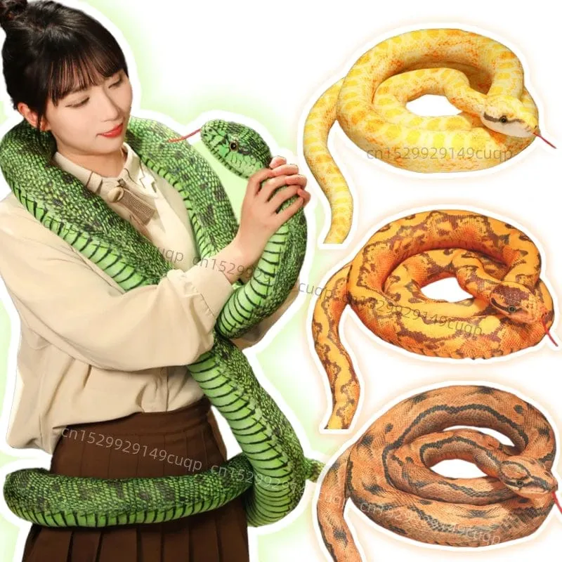 Künstliches Python-Plüschtier, lange Schlange, gelb, orange, grün, Python-Plüschtier, zum Dekorieren der Weihnachtsdekorationen des Hauses