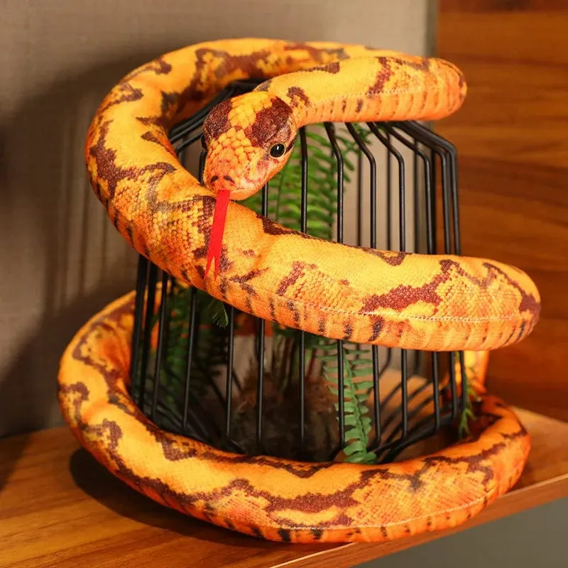 Künstliches Python-Plüschtier, lange Schlange, gelb, orange, grün, Python-Plüschtier, zum Dekorieren der Weihnachtsdekorationen des Hauses