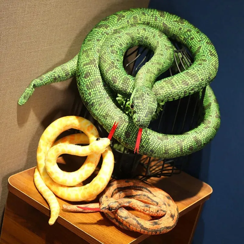 Künstliches Python-Plüschtier, lange Schlange, gelb, orange, grün, Python-Plüschtier, zum Dekorieren der Weihnachtsdekorationen des Hauses