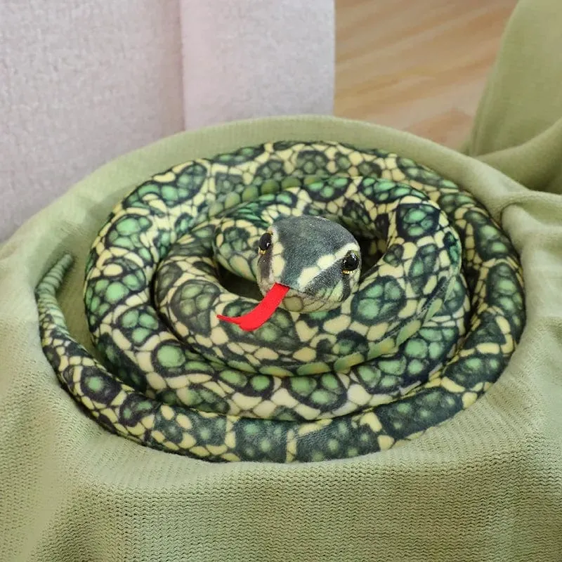 Künstliches Python-Plüschtier, lange Schlange, gelb, orange, grün, Python-Plüschtier, zum Dekorieren der Weihnachtsdekorationen des Hauses