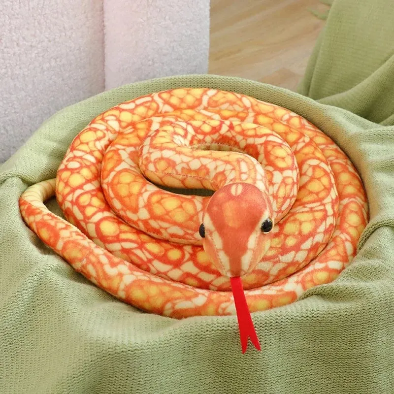 Künstliches Python-Plüschtier, lange Schlange, gelb, orange, grün, Python-Plüschtier, zum Dekorieren der Weihnachtsdekorationen des Hauses
