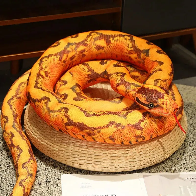 Künstliches Python-Plüschtier, lange Schlange, gelb, orange, grün, Python-Plüschtier, zum Dekorieren der Weihnachtsdekorationen des Hauses