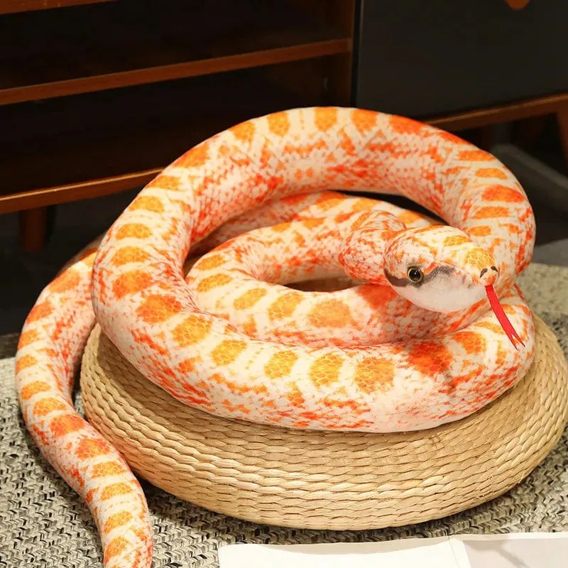 Künstliches Python-Plüschtier, lange Schlange, gelb, orange, grün, Python-Plüschtier, zum Dekorieren der Weihnachtsdekorationen des Hauses