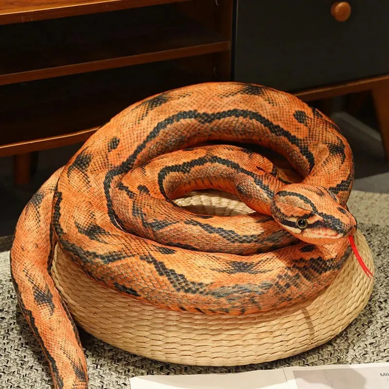 Künstliches Python-Plüschtier, lange Schlange, gelb, orange, grün, Python-Plüschtier, zum Dekorieren der Weihnachtsdekorationen des Hauses
