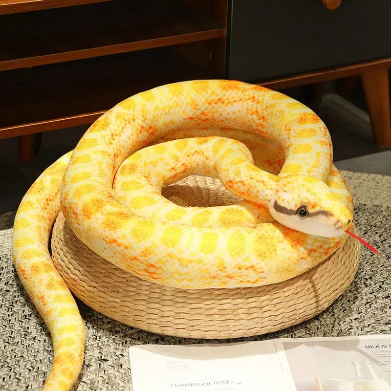 Künstliches Python-Plüschtier, lange Schlange, gelb, orange, grün, Python-Plüschtier, zum Dekorieren der Weihnachtsdekorationen des Hauses