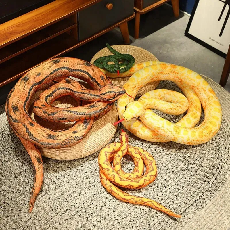 Künstliches Python-Plüschtier, lange Schlange, gelb, orange, grün, Python-Plüschtier, zum Dekorieren der Weihnachtsdekorationen des Hauses