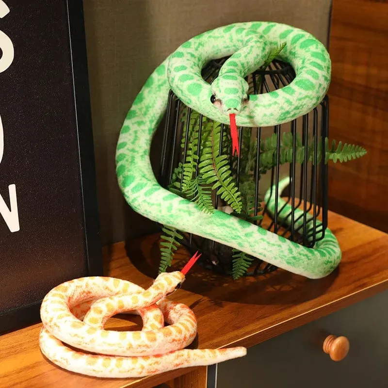Künstliches Python-Plüschtier, lange Schlange, gelb, orange, grün, Python-Plüschtier, zum Dekorieren der Weihnachtsdekorationen des Hauses