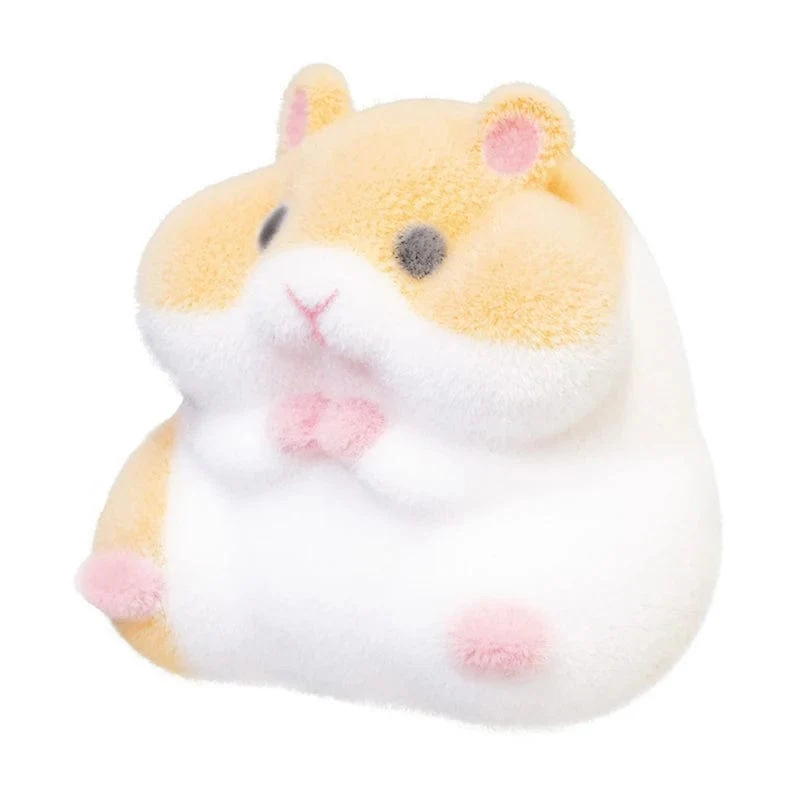 【Zufälliger Stil】 Original japanische Kapselspielzeuge, süße Kawaii-Fettmilch-weiche Hamster-Beflockungsplüschpuppen, Quetschspielzeug zum Stressabbau.