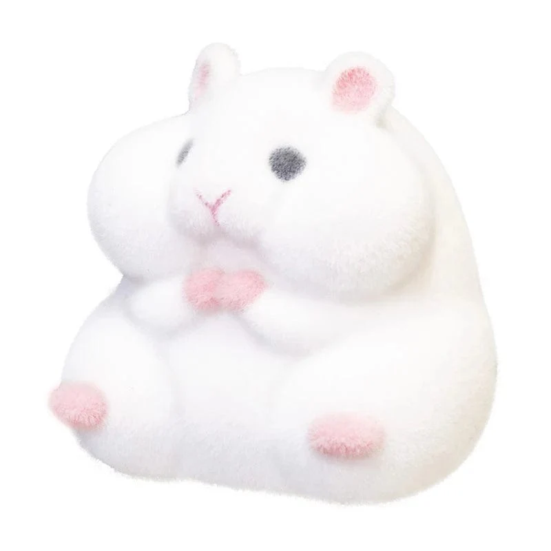 【Zufälliger Stil】 Original japanische Kapselspielzeuge, süße Kawaii-Fettmilch-weiche Hamster-Beflockungsplüschpuppen, Quetschspielzeug zum Stressabbau.