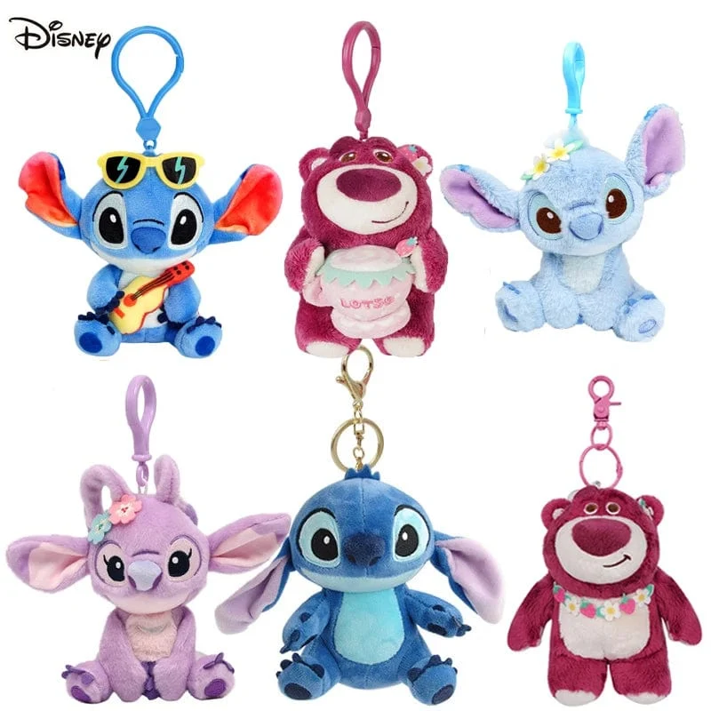 Original Disney Stitch Lotso Plüsch Spielzeug Schlüsselanhänger Anhänger Zubehör süße Cartoon gefüllte Puppe Schlüsselanhänger Spielzeug Schlüsselanhänger Geschenk