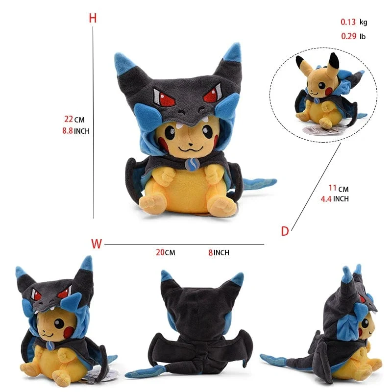 Cos Eevee Pikachu Cosplay Plüschtiere Charizard Peluche Lucario Kuscheltier Puppe Sammlergeschenk, Cartoon 20-30CM