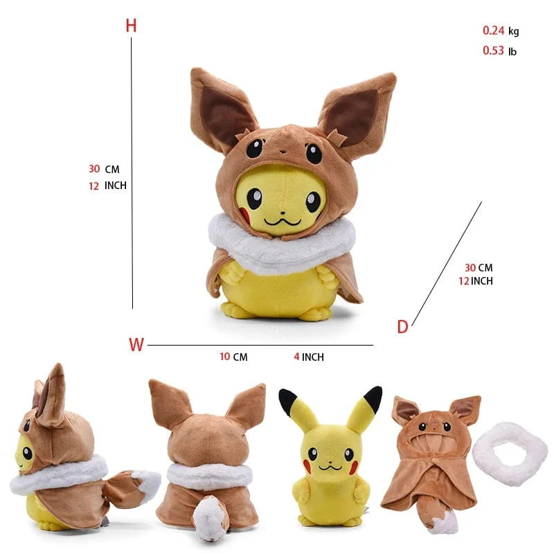 Cos Eevee Pikachu Cosplay Plüschtiere Charizard Peluche Lucario Kuscheltier Puppe Sammlergeschenk, Cartoon 20-30CM