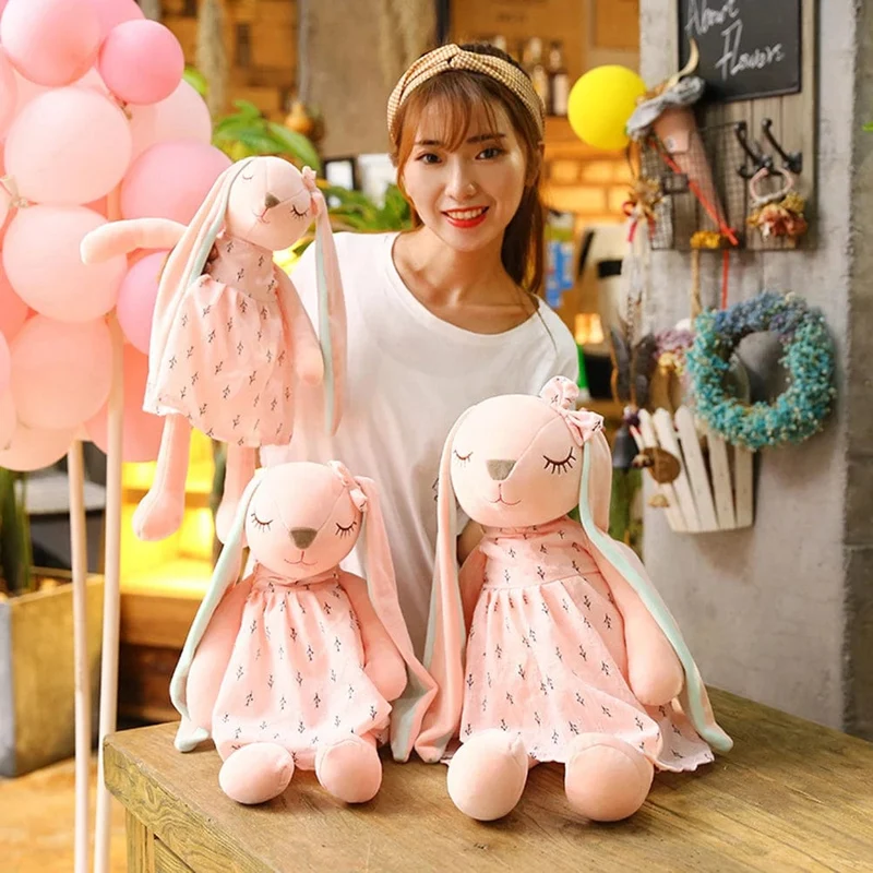 35 CM Niedlichen Cartoon Langen Ohren Kaninchen Puppe Baby Weiche Plüschtiere Für Kinder Kaninchen Schlafkamerad Gefüllte Plüschtierspielzeug Kleinkinder