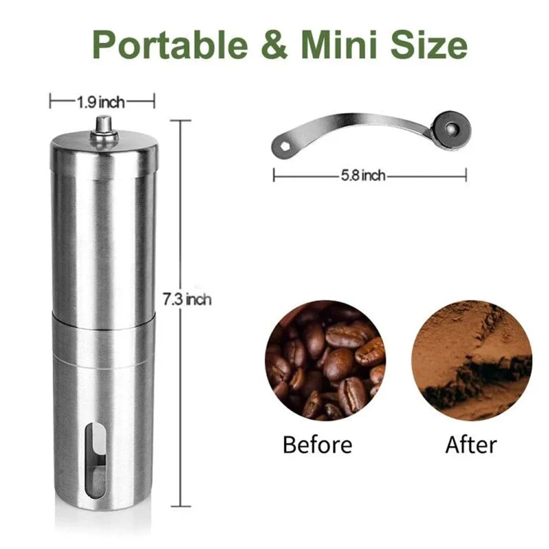 Manuelle Kaffeemühle mit konischem Kern Tragbare Kaffeemühle aus Edelstahl Handgemachte tragbare Kaffeemühle Kaffeezubehör