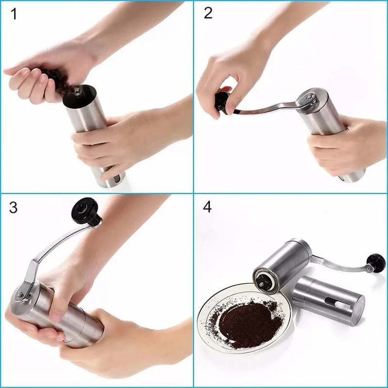 Manuelle Kaffeemühle mit konischem Kern Tragbare Kaffeemühle aus Edelstahl Handgemachte tragbare Kaffeemühle Kaffeezubehör