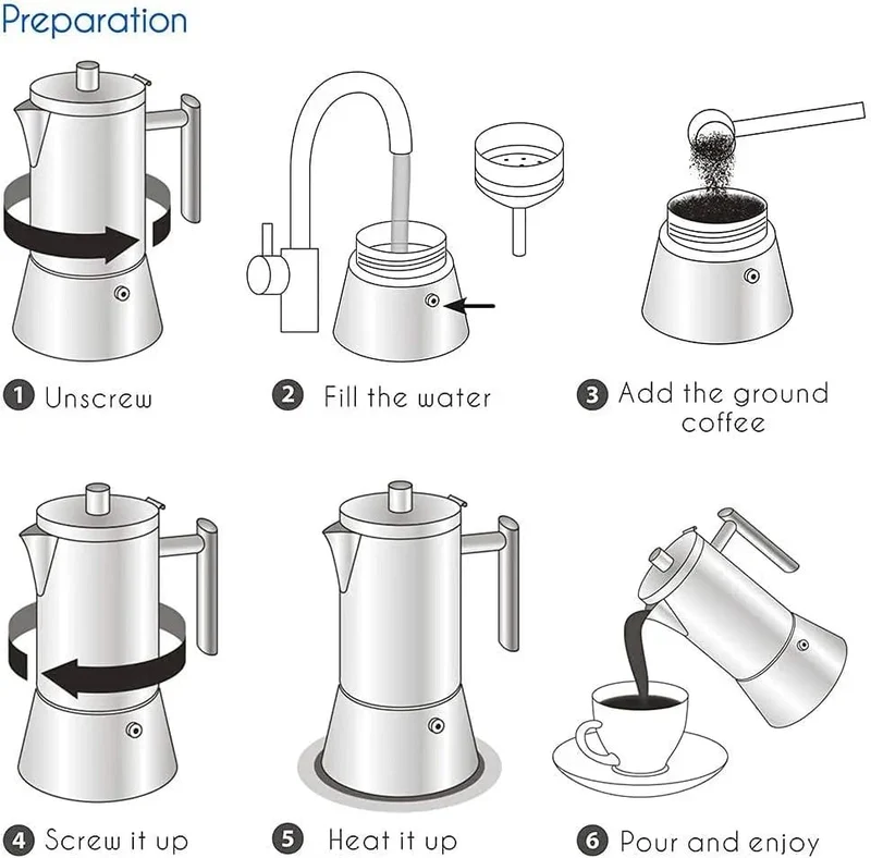 Easyworkz Diego Espressokocher für den Herd, italienische Kaffeemaschine aus Edelstahl, 4 Tassen, 6.8 ml, Induktions-Mokkakanne