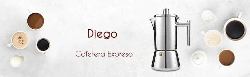 Easyworkz Diego Espressokocher für den Herd, italienische Kaffeemaschine aus Edelstahl, 4 Tassen, 6.8 ml, Induktions-Mokkakanne