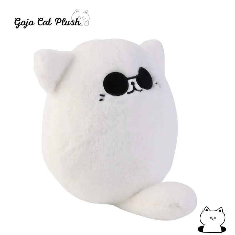 32 cm weiches Gojo-Katzen-Plüschkissen, heiße Anime-Sonnenbrille, weiße Katze, Plüschtiere, Spielzeug, Kuscheltiere, Puppe, Wohnkultur, Kindergeburtstagsgeschenk