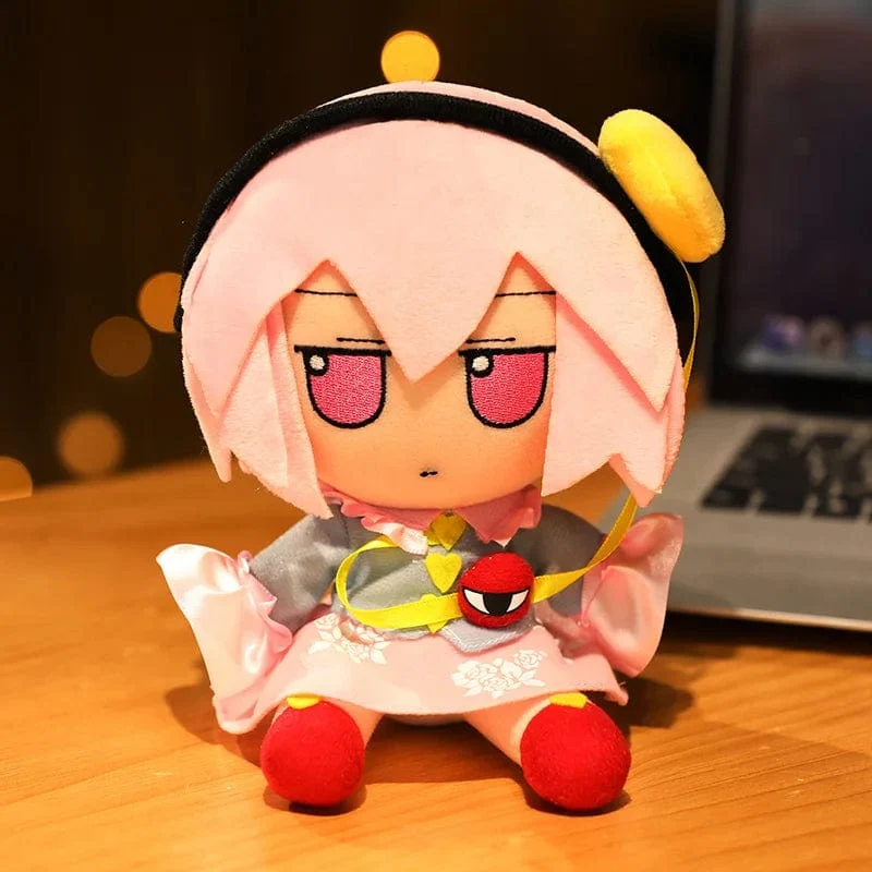 20CM New Japan Anime TouHou Projekt Hakurei Reimu Kirisame Komeiji Koishi Cosplay Plüschpuppe Niedliche ausgestopfte Sitzpuppen Geschenke