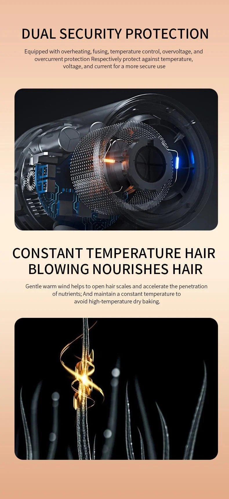 2000W 5. Gang Profi-Haartrockner Negativ-Ionen-Föhn Heiß-Kalt-Wind Airbrush-Haartrockner Starker PowerDryer Salon-Tool