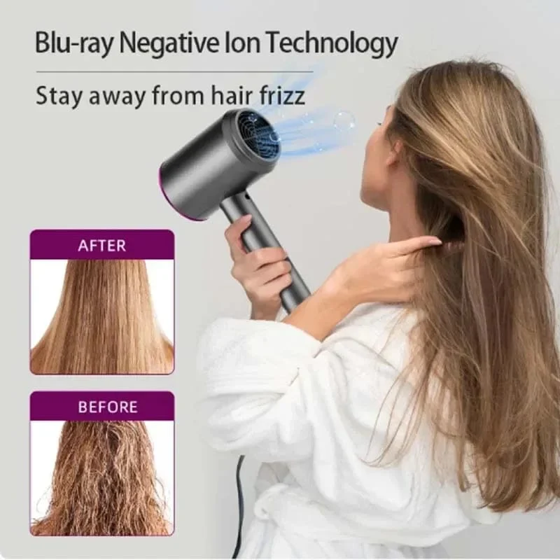 Haartrockner für die Haarpflege mit negativen Ionen, professioneller elektrischer Haartrockner mit blauem Licht und Collagen-Technologie, Turbolader, schnelltrocknender, geräuscharmer Haartrockner