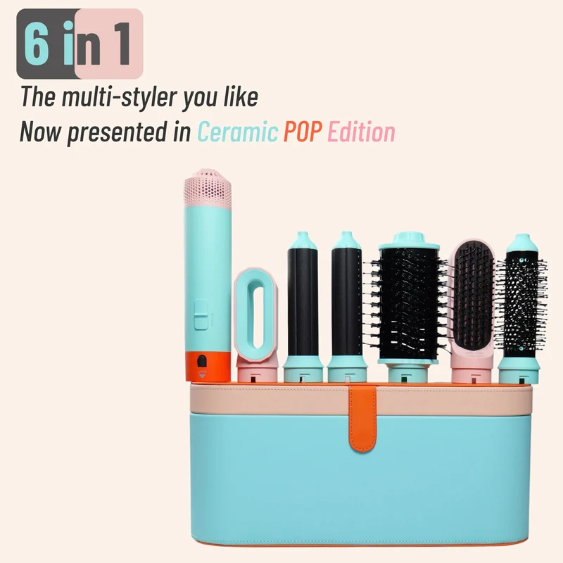 6-in-1-Multistyler, Haartrockner im neuen Design, 6-in-1-Haarstyler mit Lockenstab, Heißluftbürste, Styling-Tool, MultiStyler