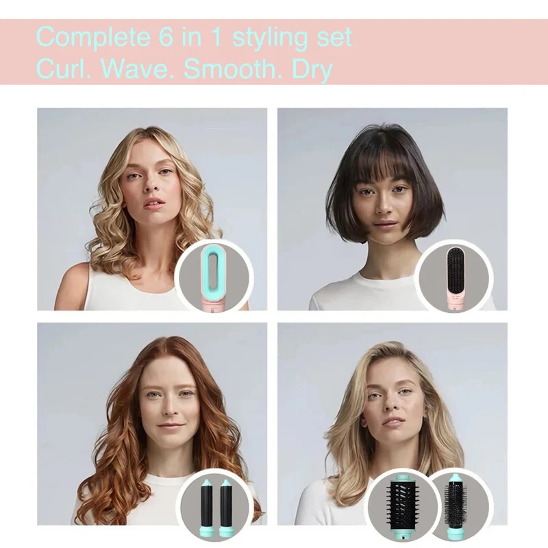 6-in-1-Multistyler, Haartrockner im neuen Design, 6-in-1-Haarstyler mit Lockenstab, Heißluftbürste, Styling-Tool, MultiStyler