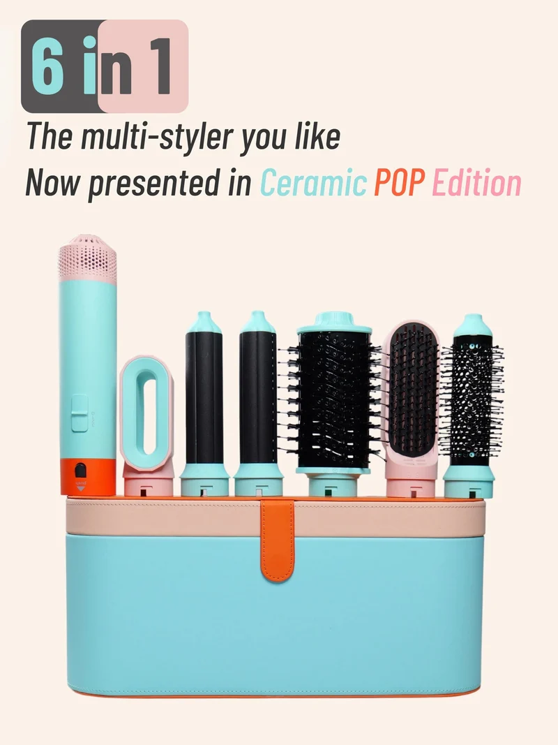 6-in-1-Multistyler, Haartrockner im neuen Design, 6-in-1-Haarstyler mit Lockenstab, Heißluftbürste, Styling-Tool, MultiStyler