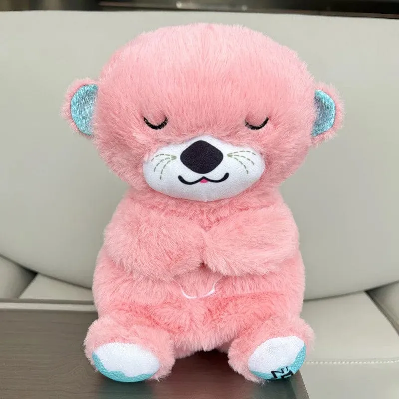Neu Atmender Bär Baby Beruhigender Otter Plüschpuppe Spielzeug Baby Kinder Beruhigende Musik Schlafbegleiter Ton und Licht Puppe Spielzeug Geschenk