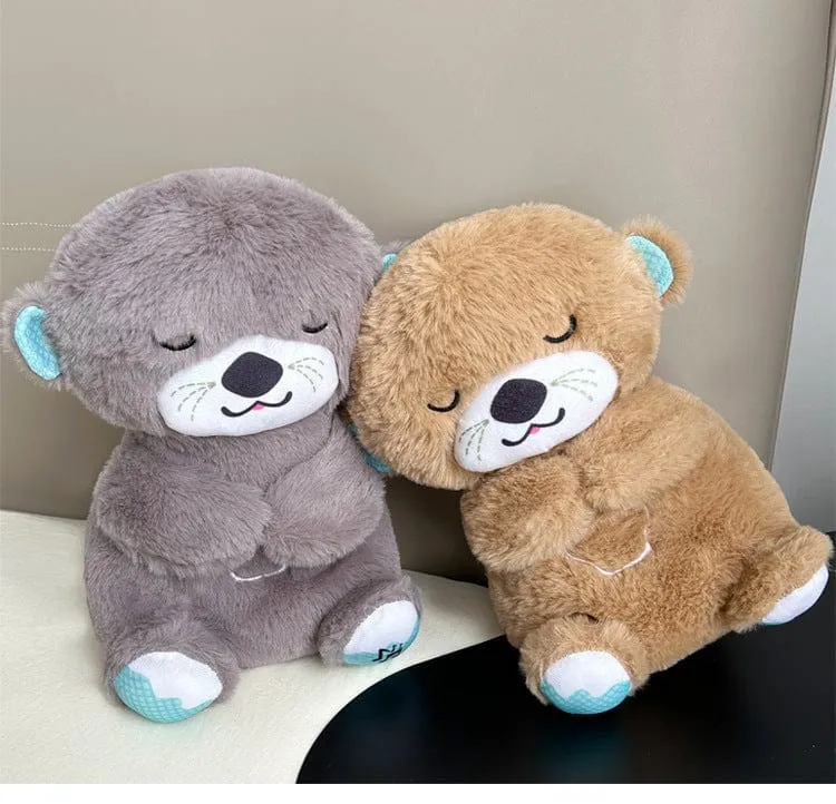 Neu Atmender Bär Baby Beruhigender Otter Plüschpuppe Spielzeug Baby Kinder Beruhigende Musik Schlafbegleiter Ton und Licht Puppe Spielzeug Geschenk