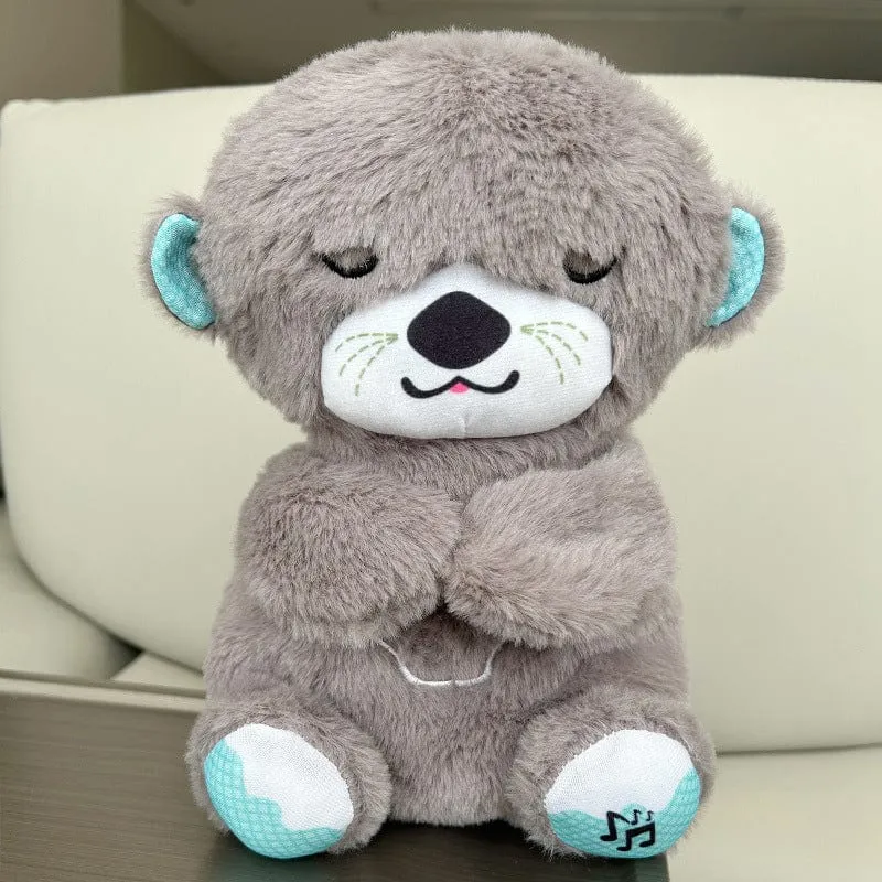 Neu Atmender Bär Baby Beruhigender Otter Plüschpuppe Spielzeug Baby Kinder Beruhigende Musik Schlafbegleiter Ton und Licht Puppe Spielzeug Geschenk