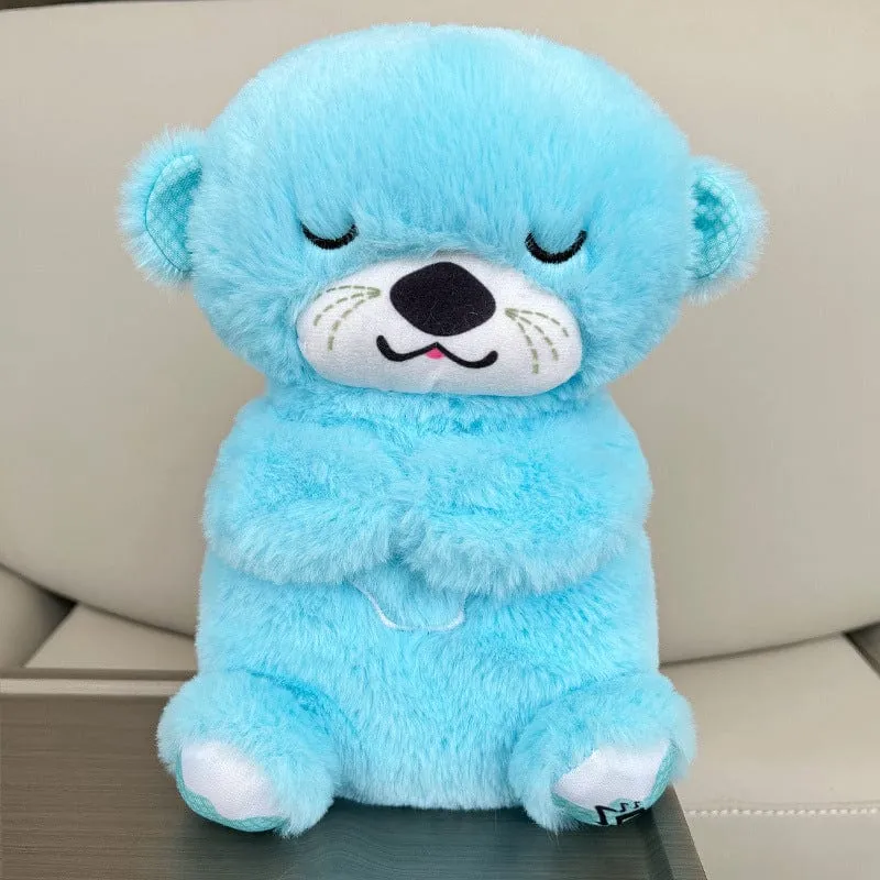 Neu Atmender Bär Baby Beruhigender Otter Plüschpuppe Spielzeug Baby Kinder Beruhigende Musik Schlafbegleiter Ton und Licht Puppe Spielzeug Geschenk