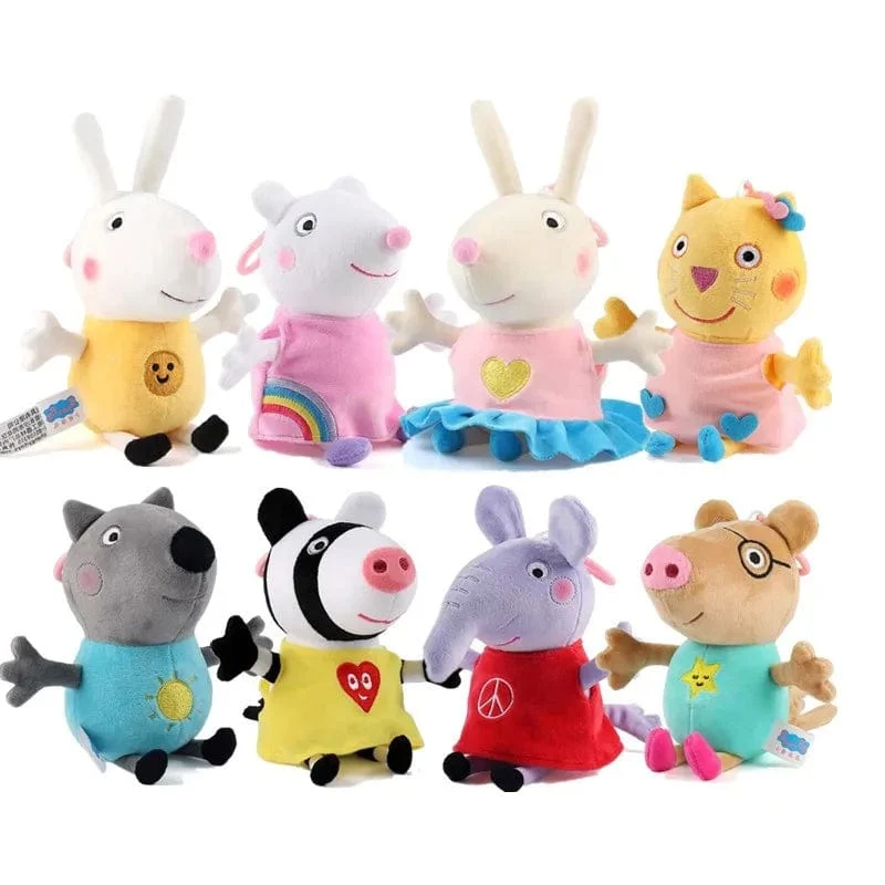 19 cm, 100 % echtes PEPPA PIG, ausgestopfte weiche Puppe, Peppa George Zoe Suzy Rebecca Emily Danny Pedro Bär Dinosaurier Kinder Plüschtier