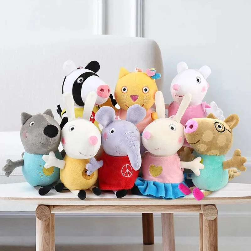 19 cm, 100 % echtes PEPPA PIG, ausgestopfte weiche Puppe, Peppa George Zoe Suzy Rebecca Emily Danny Pedro Bär Dinosaurier Kinder Plüschtier