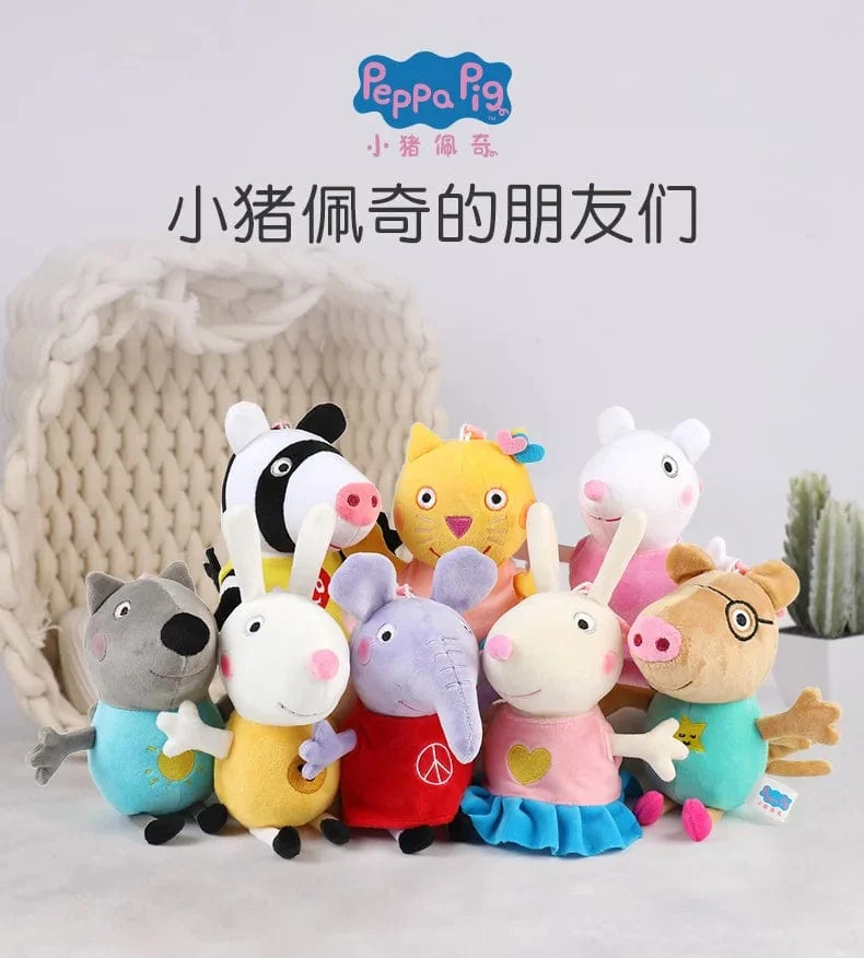 19 cm, 100 % echtes PEPPA PIG, ausgestopfte weiche Puppe, Peppa George Zoe Suzy Rebecca Emily Danny Pedro Bär Dinosaurier Kinder Plüschtier