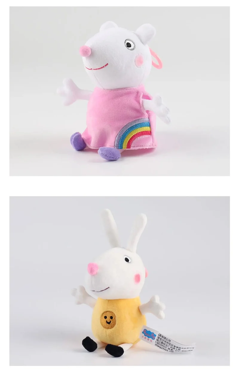19 cm, 100 % echtes PEPPA PIG, ausgestopfte weiche Puppe, Peppa George Zoe Suzy Rebecca Emily Danny Pedro Bär Dinosaurier Kinder Plüschtier