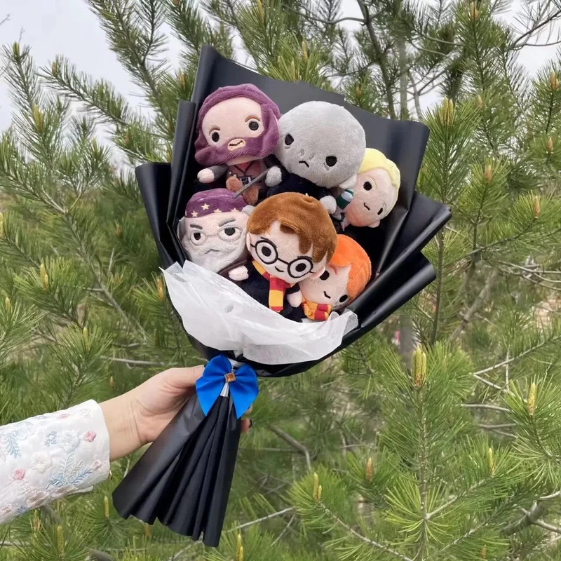 Harry Potter Hermine RON Malfoy Voldemort Plüschtiere handgefertigter Blumenstrauß kreative Geschenke für Kinder Geburtstag Weihnachten Abschluss