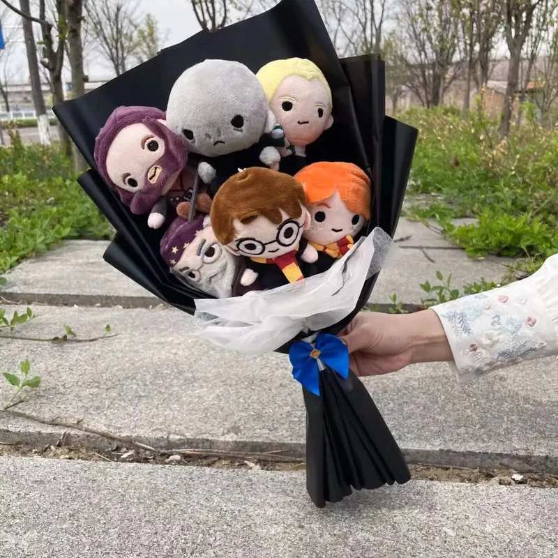 Harry Potter Hermine RON Malfoy Voldemort Plüschtiere handgefertigter Blumenstrauß kreative Geschenke für Kinder Geburtstag Weihnachten Abschluss