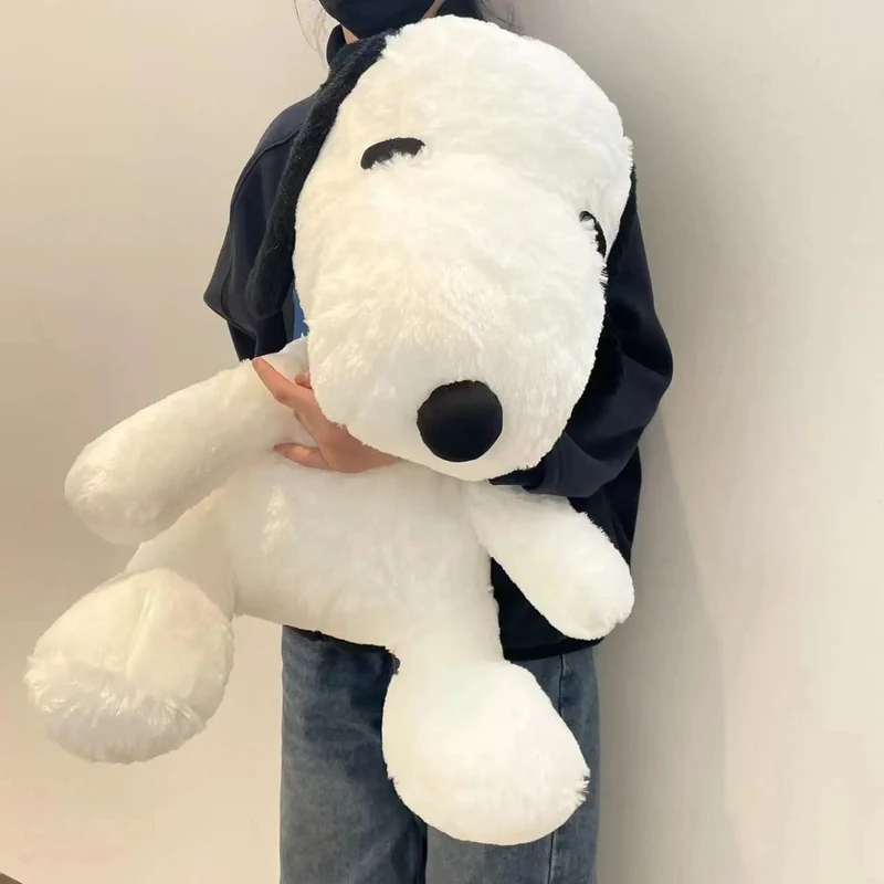 King Size 100CM Weißer Hündchen-Plüsch-Welpe Plüschtiere Hund Ausgestopfte Puppe Kawaii Zimmerdekor Erkerfensterkissen Tierspielzeug Geschenk für Kinder