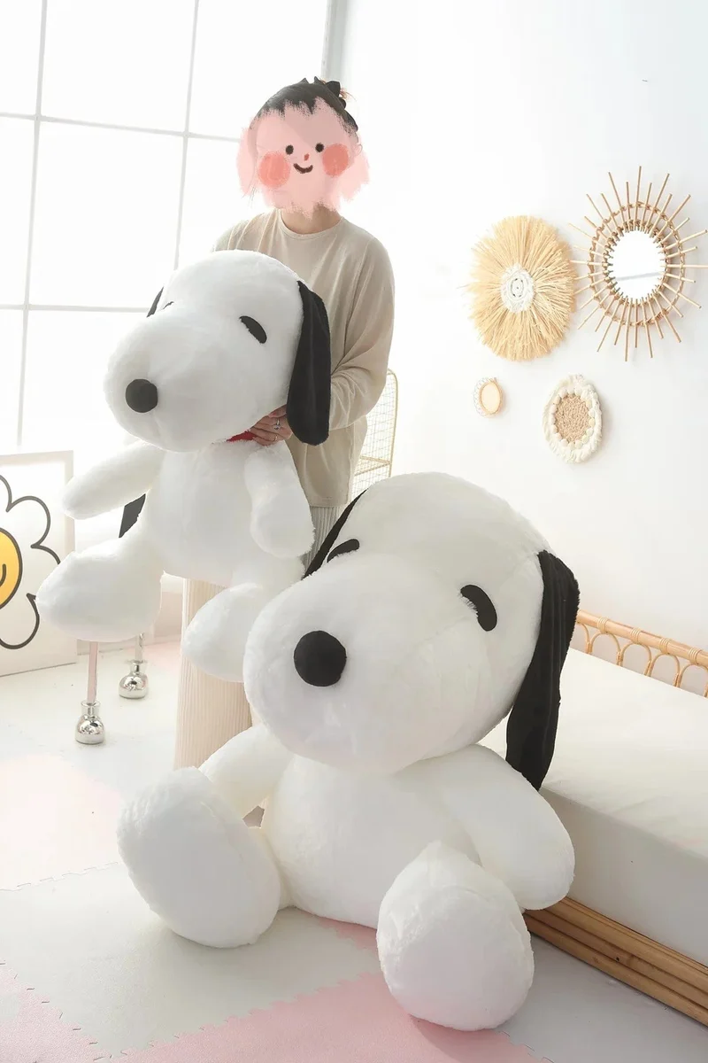King Size 100CM Weißer Hündchen-Plüsch-Welpe Plüschtiere Hund Ausgestopfte Puppe Kawaii Zimmerdekor Erkerfensterkissen Tierspielzeug Geschenk für Kinder